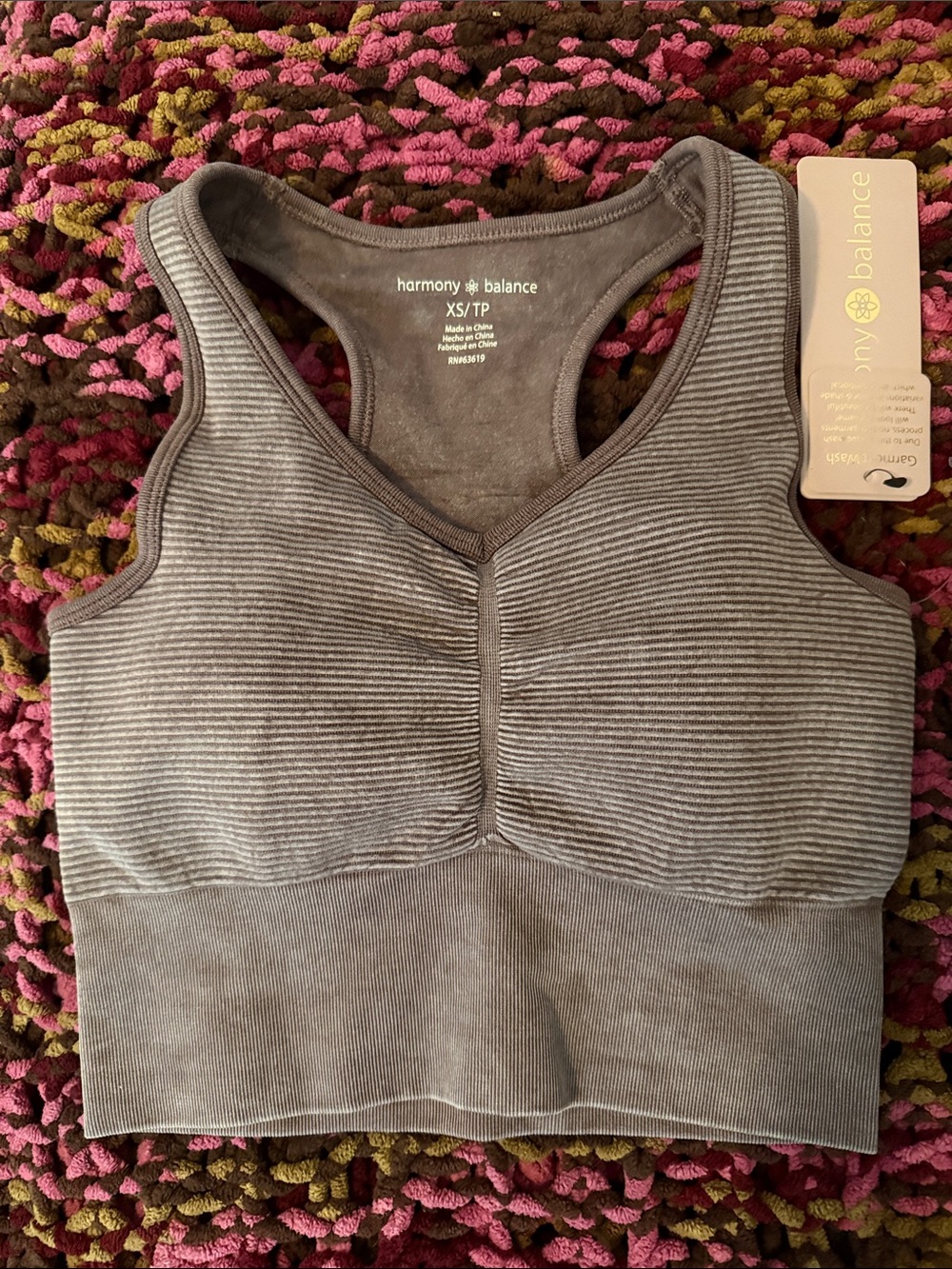 Harmony Balance Women's Gray Seamless Ribbed Bralette Size: XS